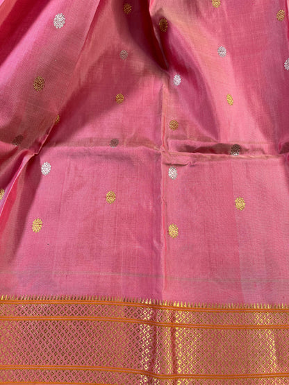 PINK SILK PURE HANDLOOM GADWAL DUPATTA