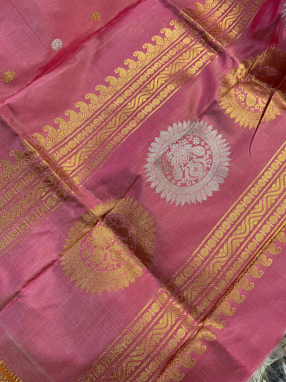 PINK SILK PURE HANDLOOM GADWAL DUPATTA