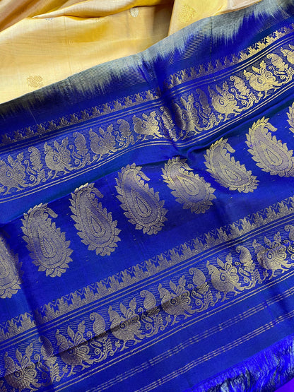 LIGHT BEIGE SILK PURE HANDLOOM GADWAL DUPATTA