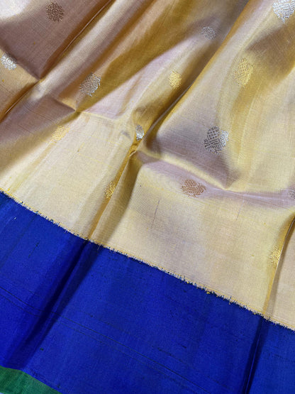 LIGHT BEIGE SILK PURE HANDLOOM GADWAL DUPATTA