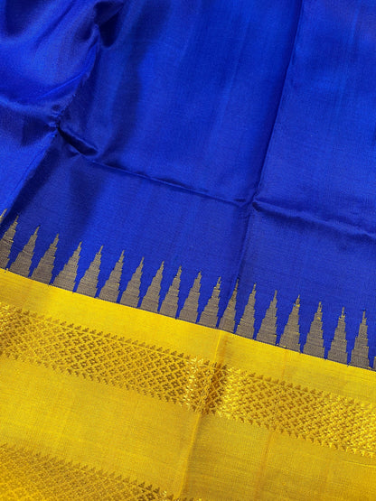 BLUE SILK PURE HANDLOOM GADWAL DUPATTA