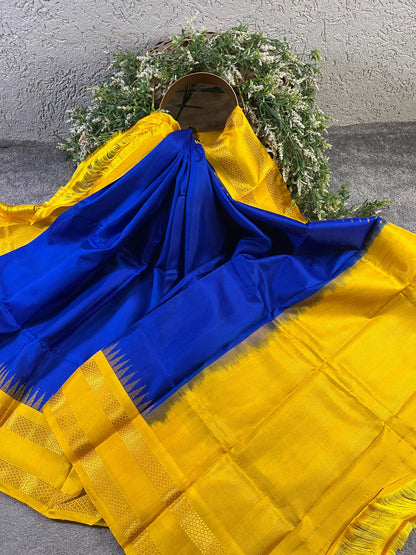 BLUE SILK PURE HANDLOOM GADWAL DUPATTA