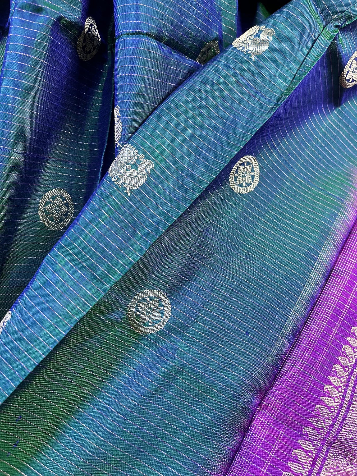 PEACOCK GREEN SILK PURE HANDLOOM GADWAL DUPATTA