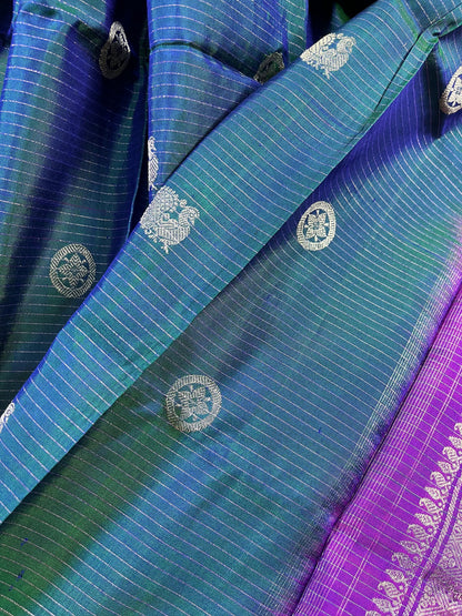 PEACOCK GREEN SILK PURE HANDLOOM GADWAL DUPATTA