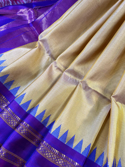 BEIGE SILK PURE HANDLOOM GADWAL DUPATTA