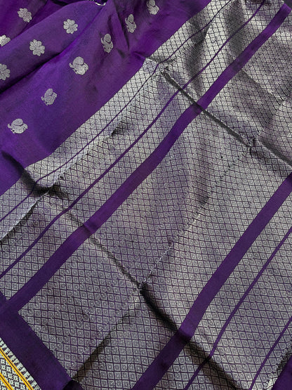 PURPLE SILK PURE HANDLOOM GADWAL DUPATTA