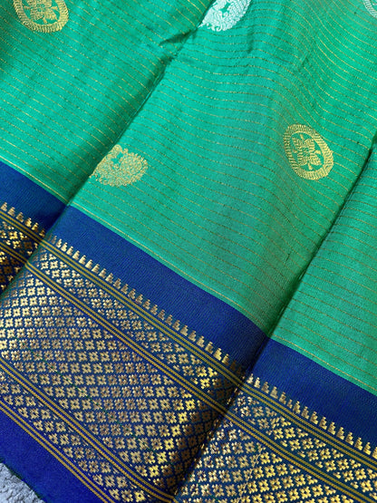 PEACOCK GREEN SILK PURE HANDLOOM GADWAL DUPATTA