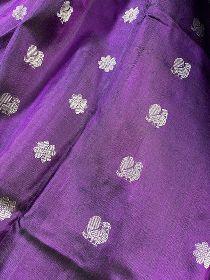 PURPLE SILK PURE HANDLOOM GADWAL DUPATTA