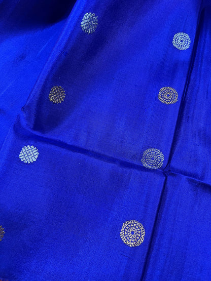 BLUE SILK PURE HANDLOOM GADWAL DUPPATTA