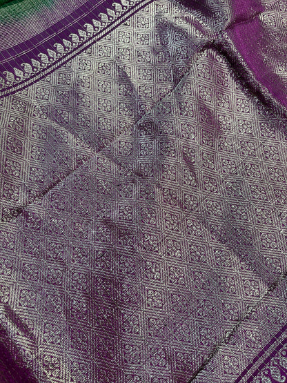 GREEN SILK PURE HANDLOOM GADWAL DUPATTA