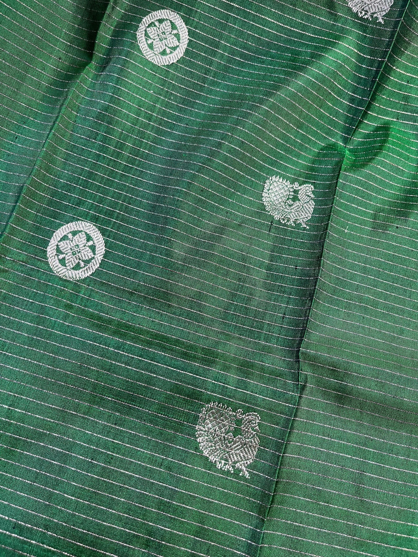GREEN SILK PURE HANDLOOM GADWAL DUPATTA
