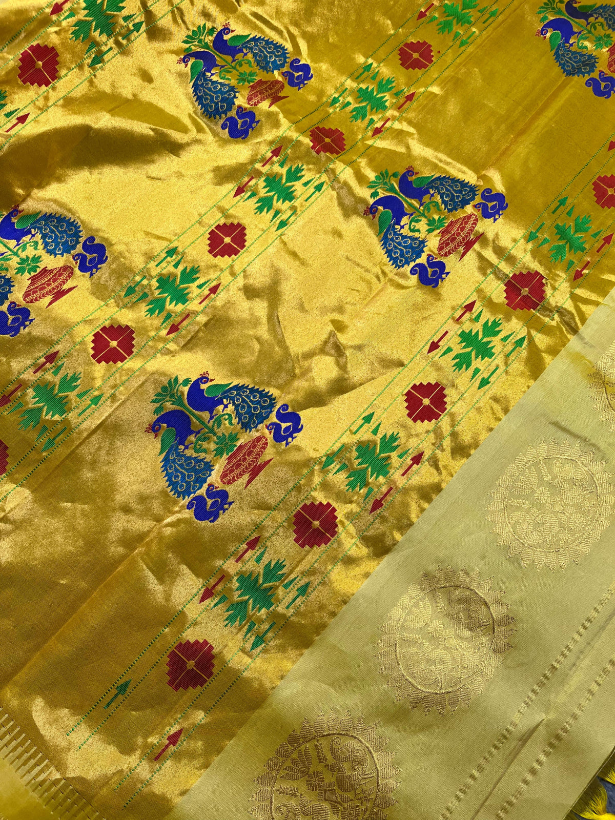 CREAM SILK PURE HANDLOON PAITHANI SAREE