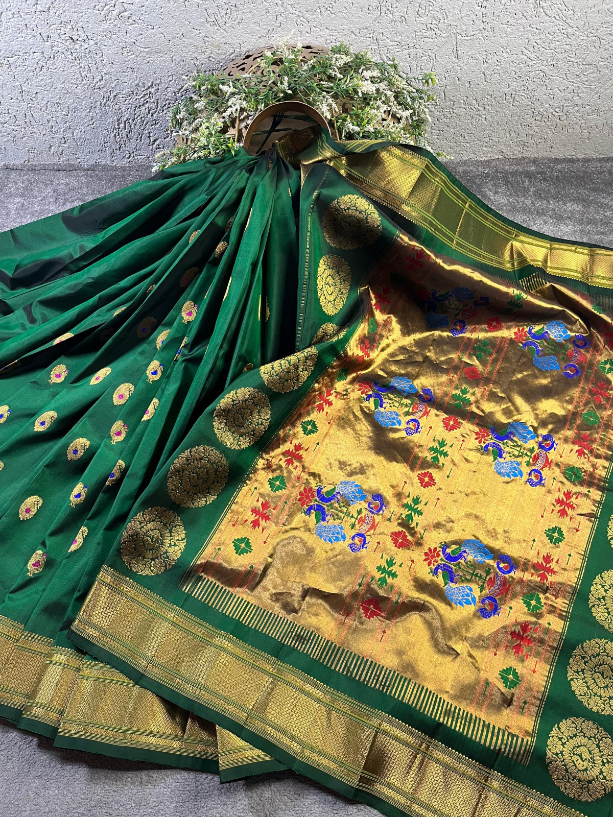GREEN SILK PURE HANDLOOM PAITHANI SAREE