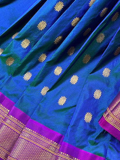 PEACOCK BLUE PURE SILK HANDLOOM PAITHANI SAREE