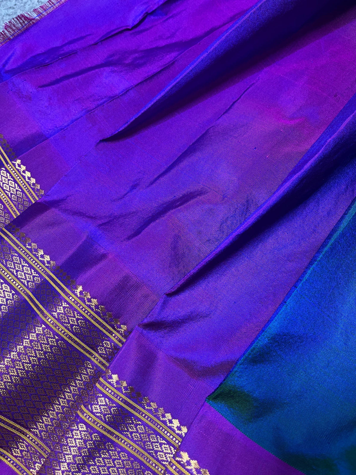 PEACOCK BLUE PURE SILK HANDLOOM PAITHANI SAREE