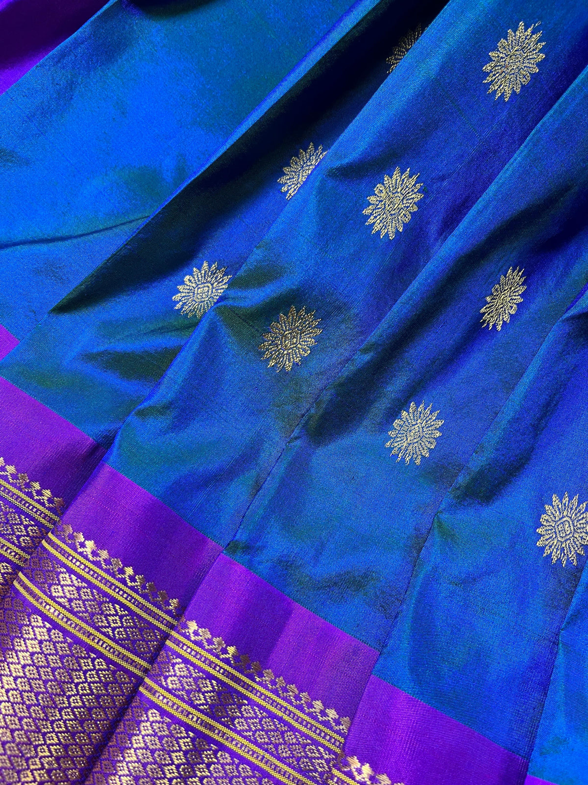 PEACOCK BLUE PURE SILK HANDLOOM PAITHANI SAREE