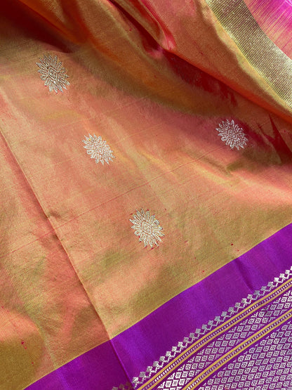 ORANGE PURE SILK HANDLOOM PAITHANI SAREE