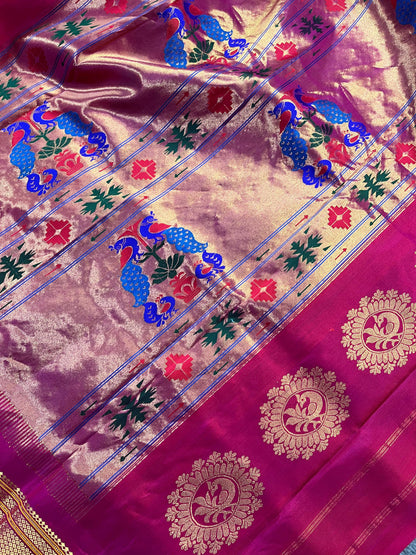 ORANGE PURE SILK HANDLOOM PAITHANI SAREE