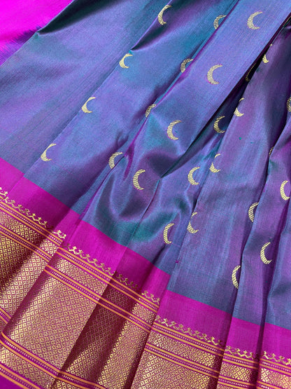 TWO TONE PURPLE PURE SILK HANDLOOM PAITHANI SAREE