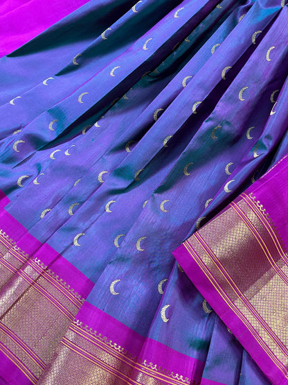 TWO TONE PURPLE PURE SILK HANDLOOM PAITHANI SAREE