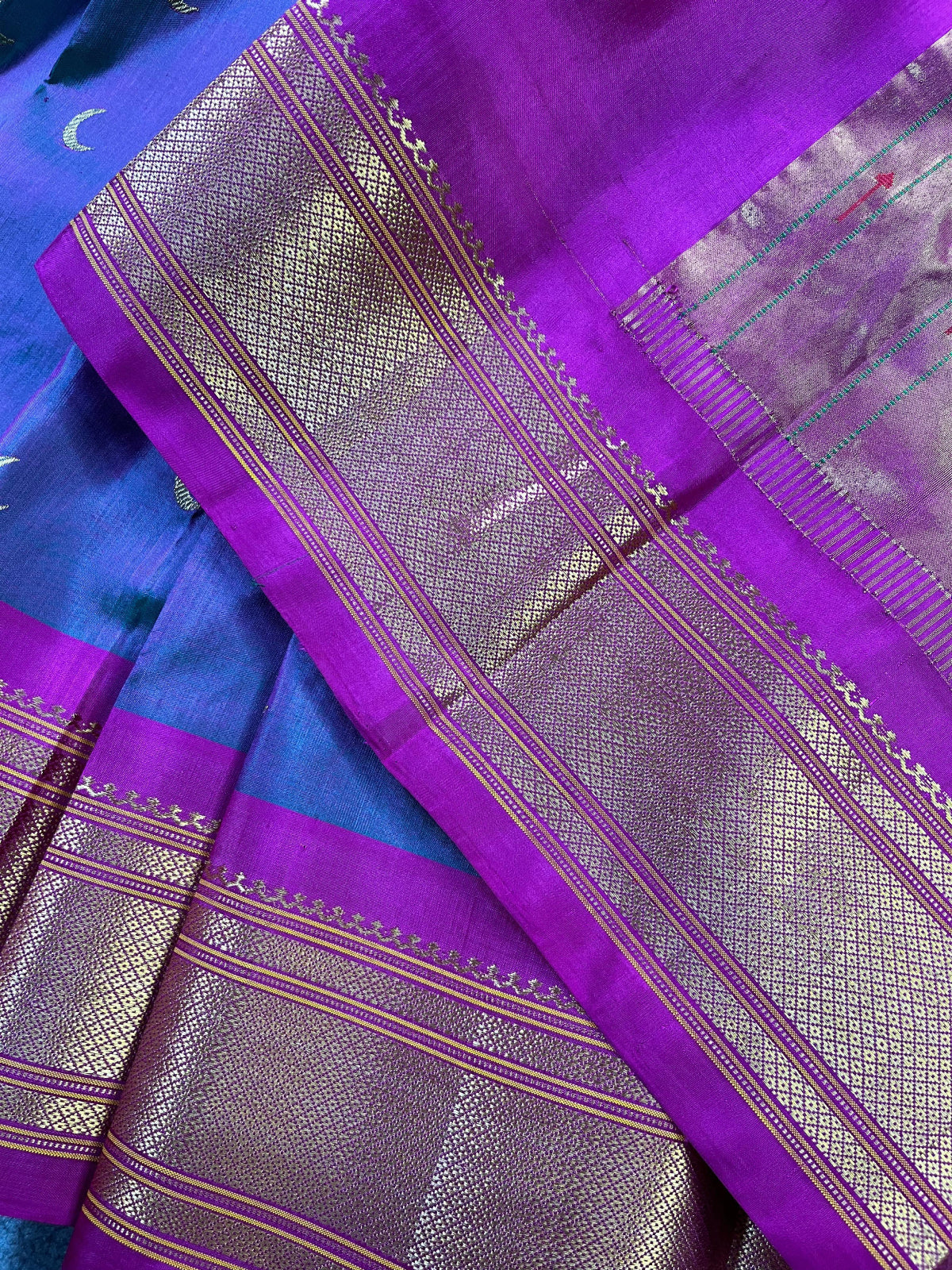 TWO TONE PURPLE PURE SILK HANDLOOM PAITHANI SAREE