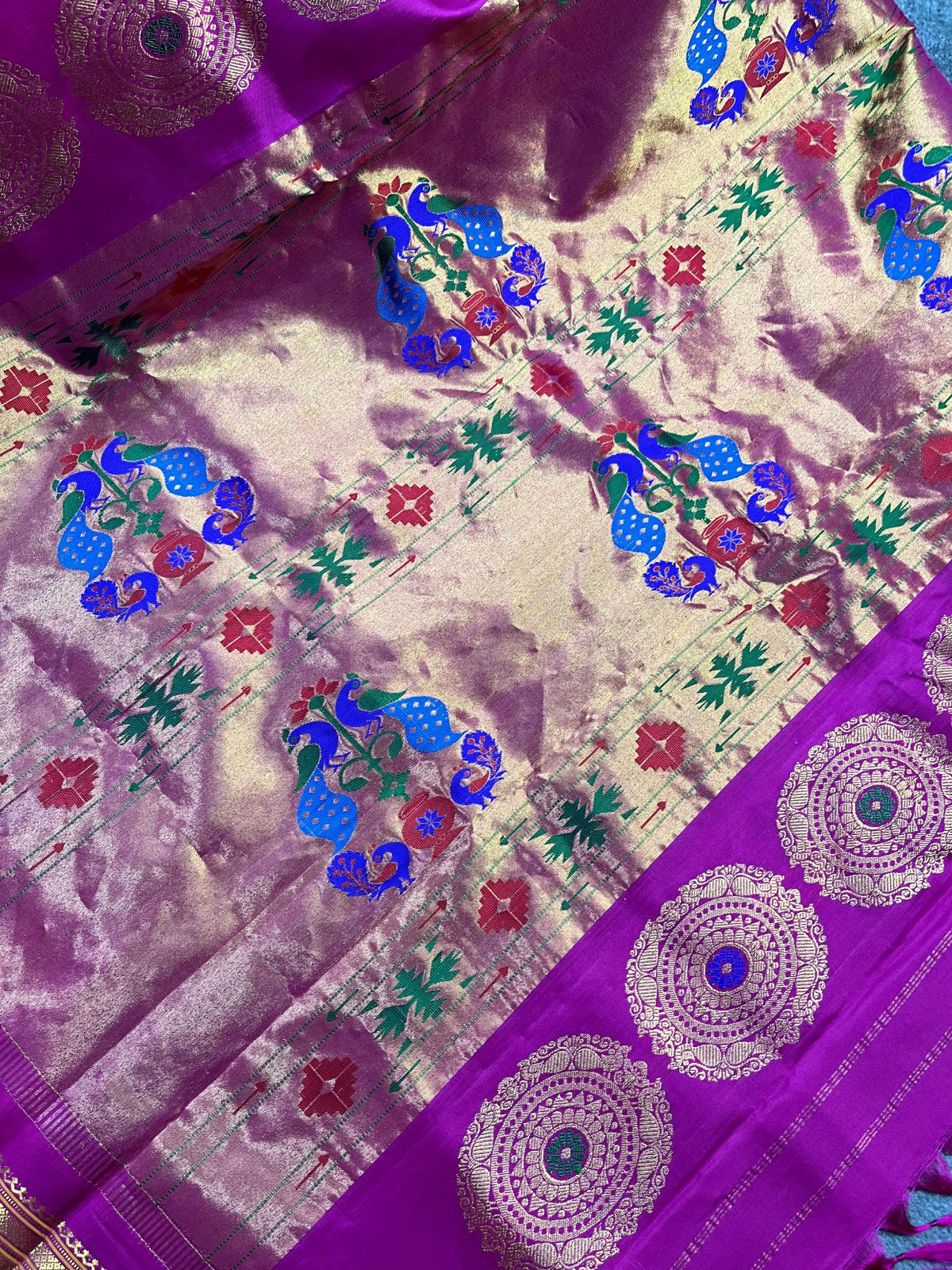 TWO TONE PURPLE PURE SILK HANDLOOM PAITHANI SAREE