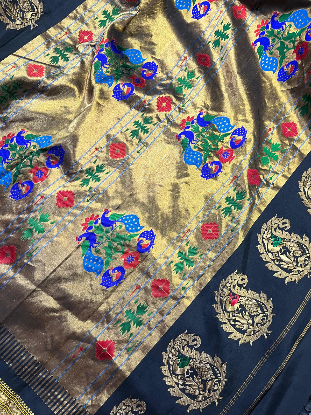 GREY SILK PURE HANDLOOM PAITHANI SAREE