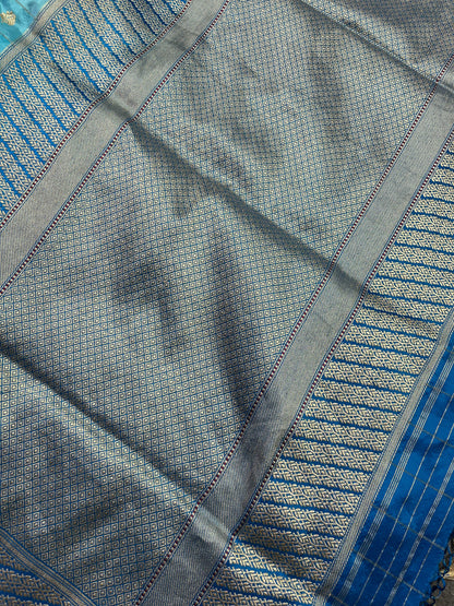 BLUE IK TARA SILK PURE HANDLOOM BANARASI SAREE