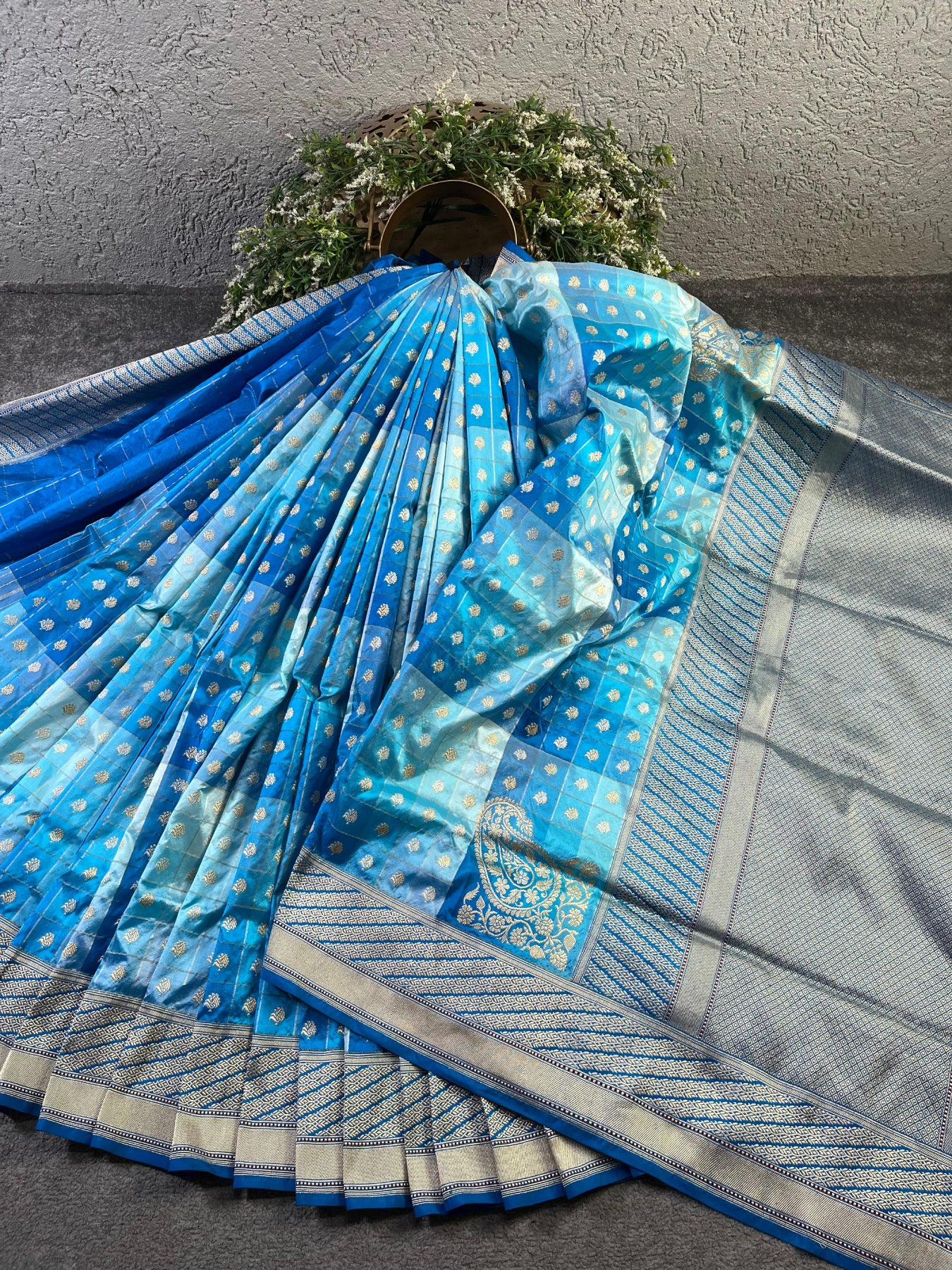 BLUE IK TARA SILK PURE HANDLOOM BANARASI SAREE