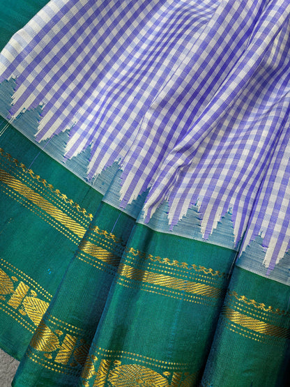 LAVENDER SILK PURE HANDLOOM GADWAL SAREE