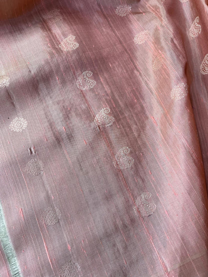 LIGHT BEIGE DUPION SILK PURE HANDLOOM GADWAL SAREE