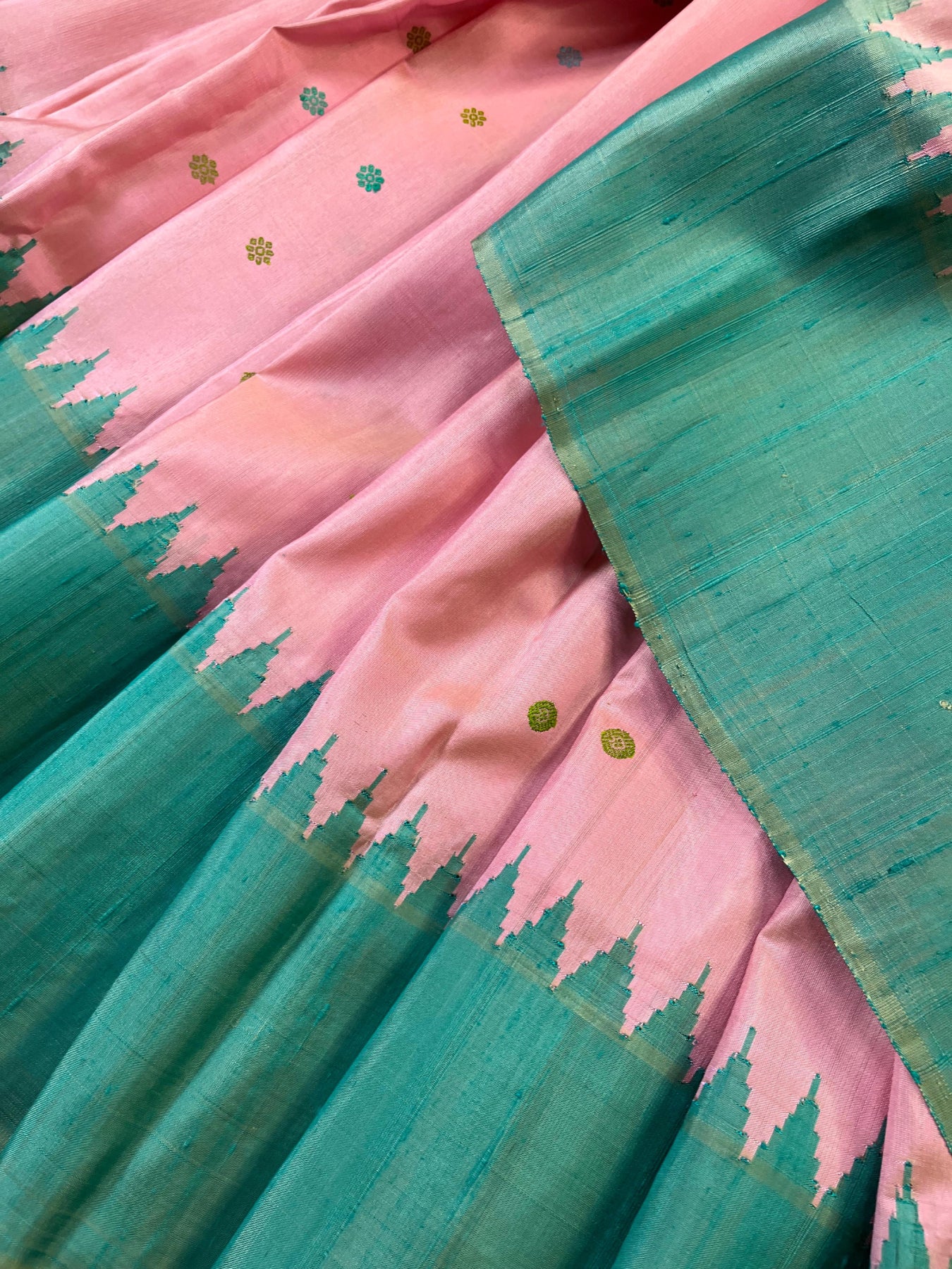 PINK DUPION SILK PURE HANDLOOM GADWAL SAREE