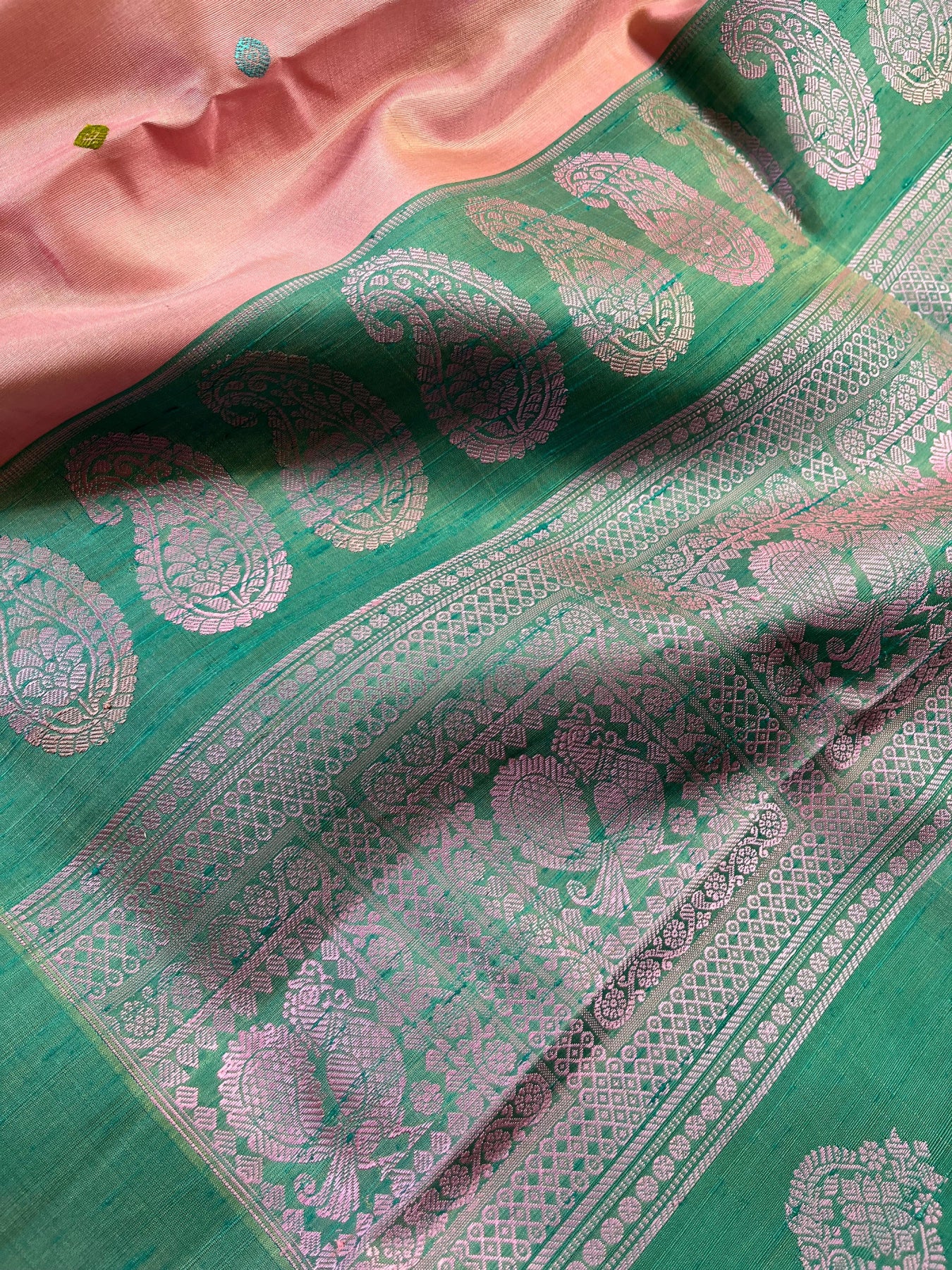 PINK DUPION SILK PURE HANDLOOM GADWAL SAREE