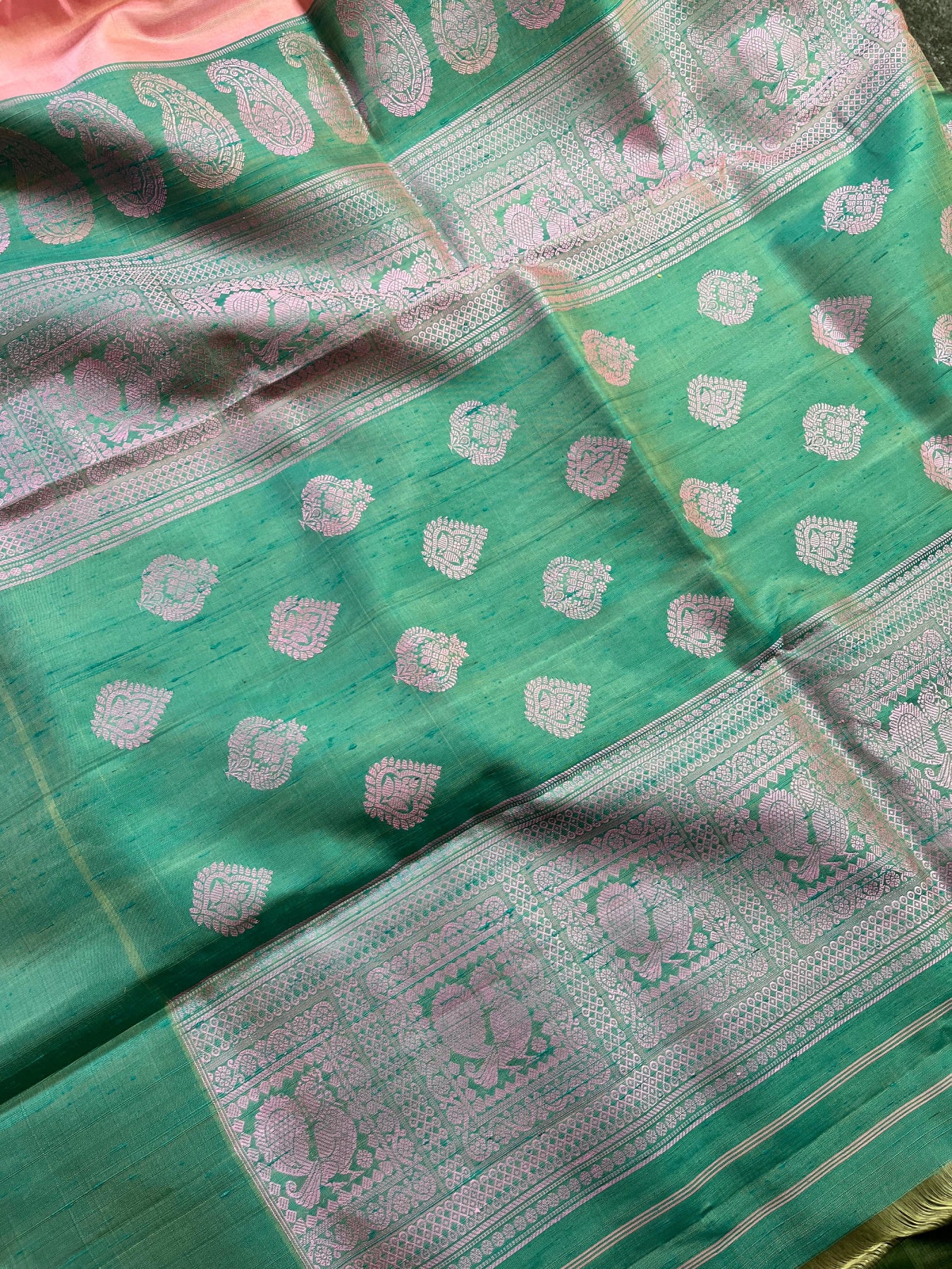 PINK DUPION SILK PURE HANDLOOM GADWAL SAREE