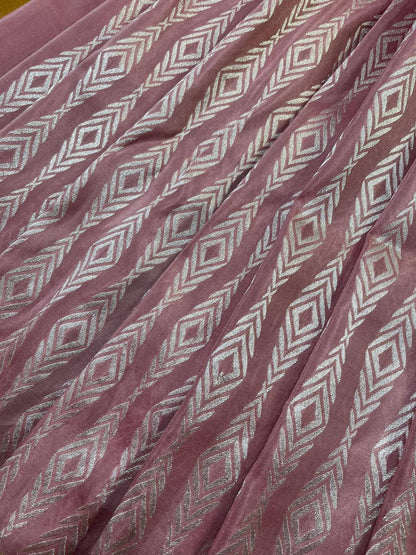 POWDER PINK SILK PURE HANDLOOM BANARASI SAREE