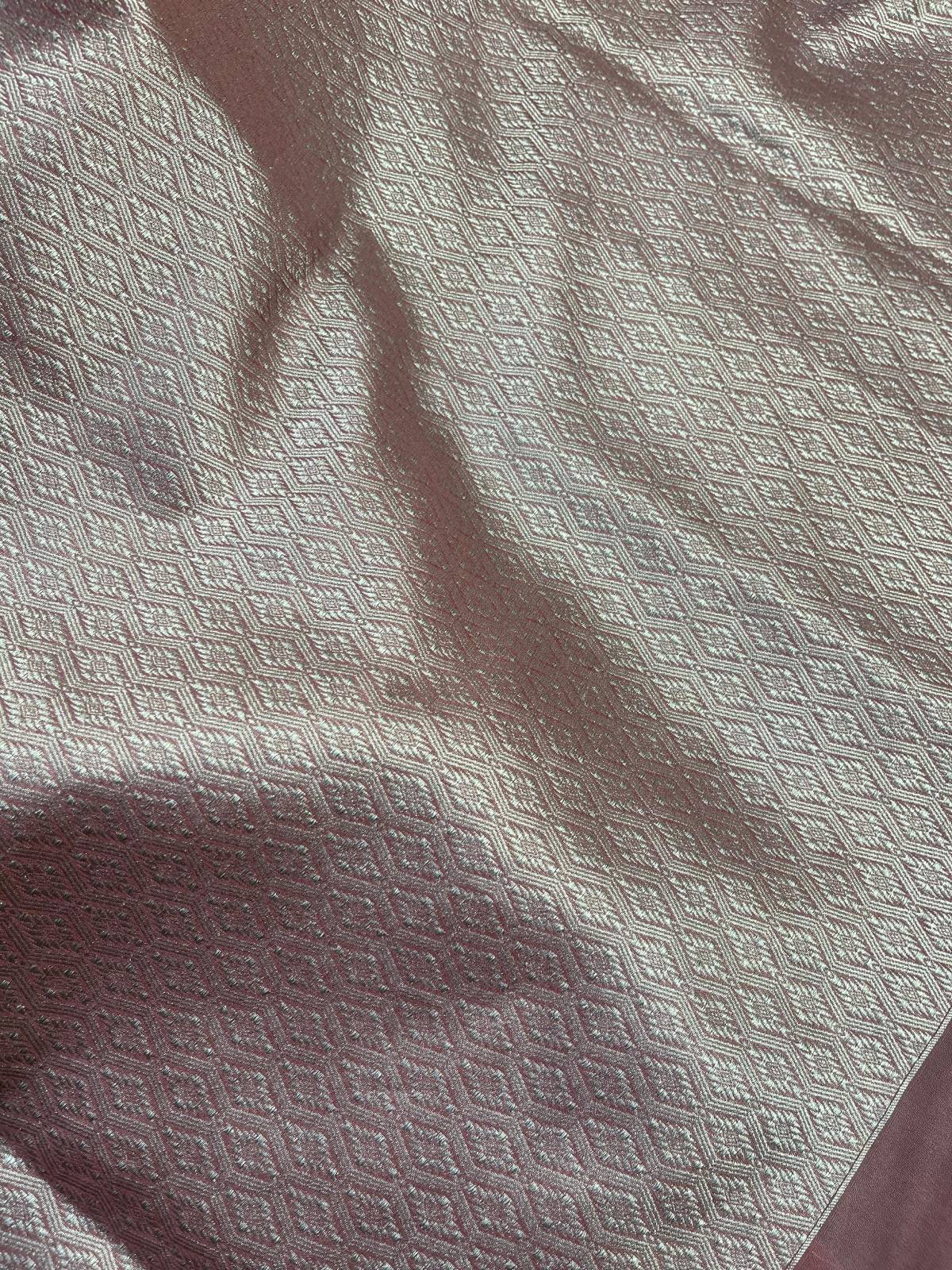 POWDER PINK SILK PURE HANDLOOM BANARASI SAREE