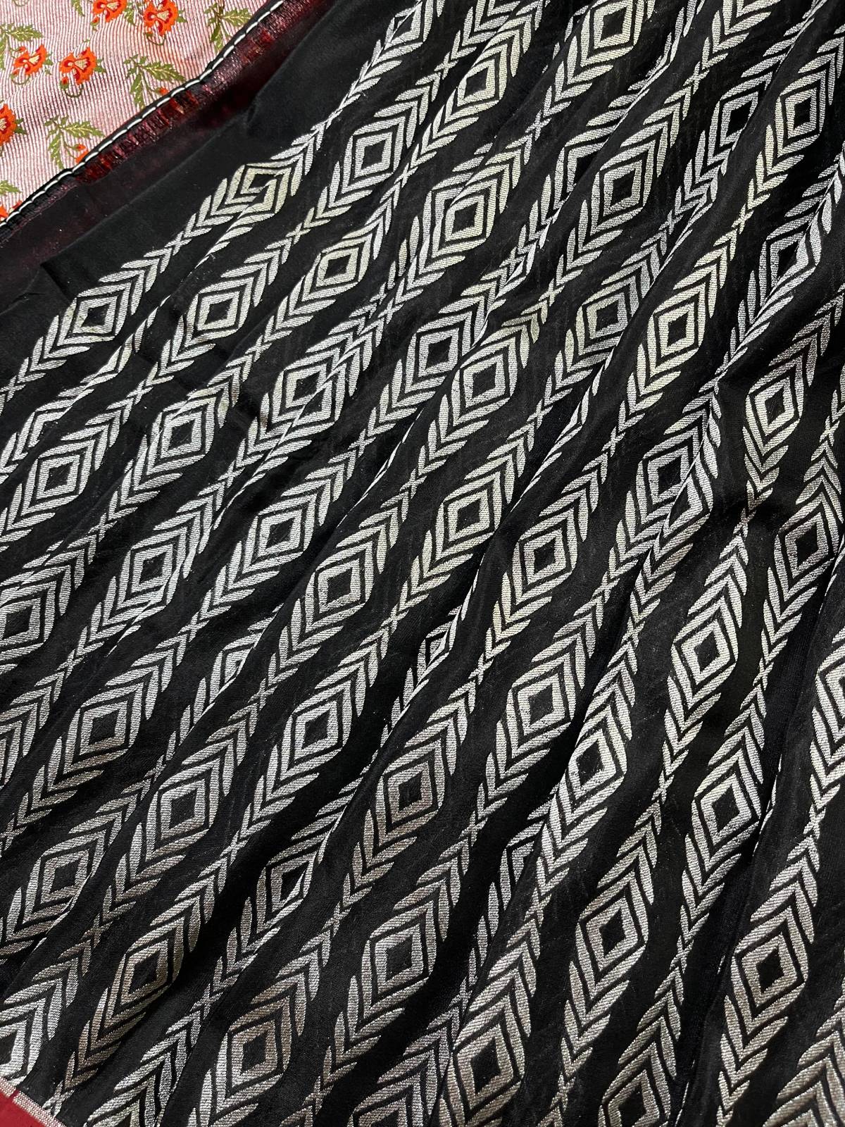BLACK SILK PURE HANDLOOM BANARASI SAREE