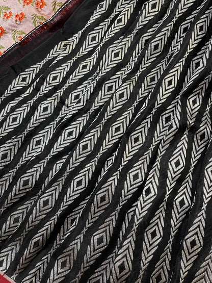 BLACK SILK PURE HANDLOOM BANARASI SAREE