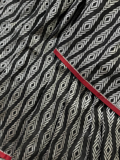 BLACK SILK PURE HANDLOOM BANARASI SAREE