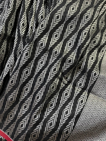 BLACK SILK PURE HANDLOOM BANARASI SAREE