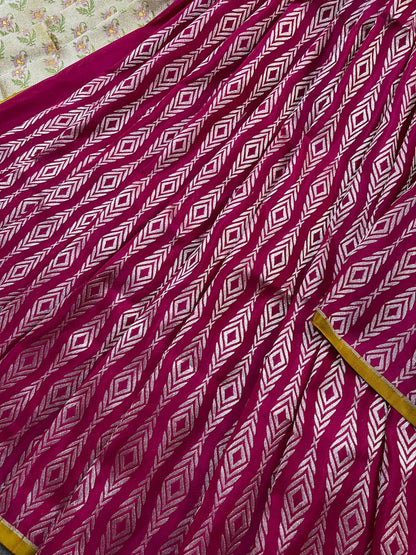 MAJENTA PINK SILK PURE HANDLOOM BANARASI SAREE
