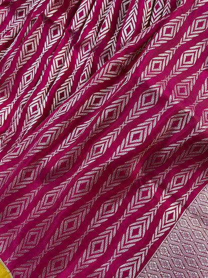 MAJENTA PINK SILK PURE HANDLOOM BANARASI SAREE