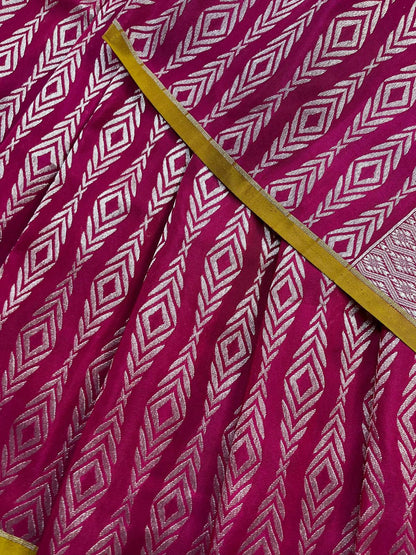 MAJENTA PINK SILK PURE HANDLOOM BANARASI SAREE