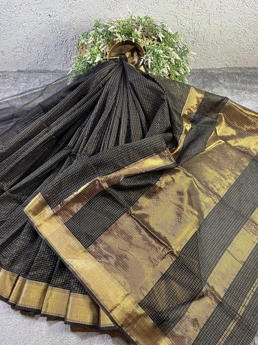 BLACK SICO PURE HANDLOOM MAHESHWARI SAREE