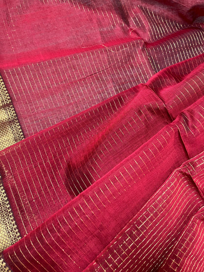 RED SICO PURE HANDLOOM MAHESHWARI SAREE