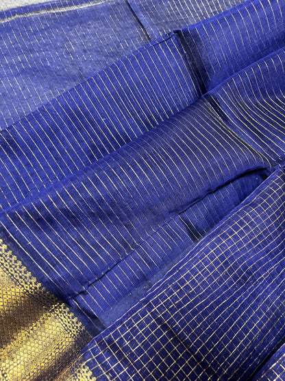 MIDNIGHT BLUE SICO PURE HANDLOOM MAHESHWARI SAREE