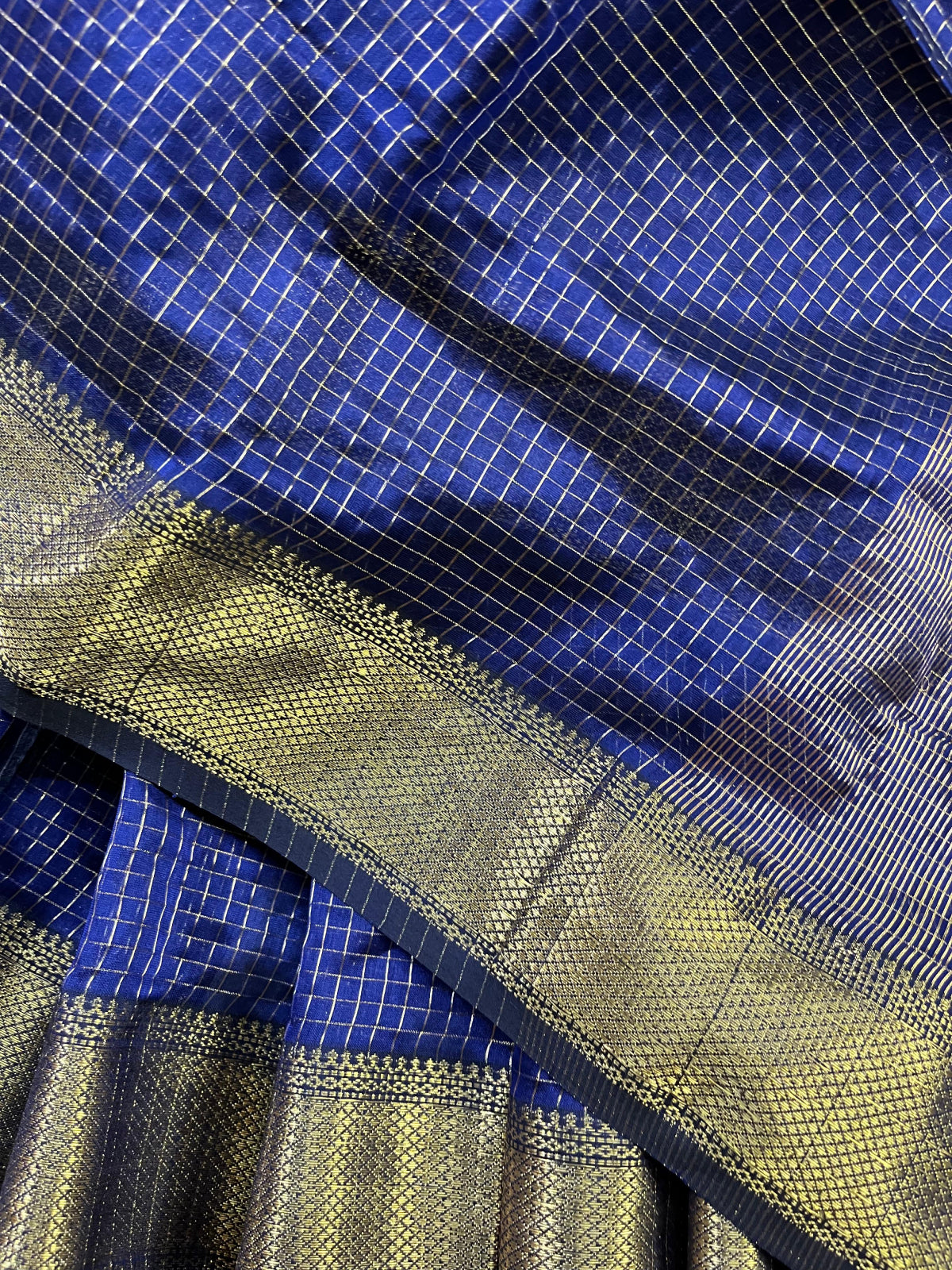 MIDNIGHT BLUE SICO PURE HANDLOOM MAHESHWARI SAREE