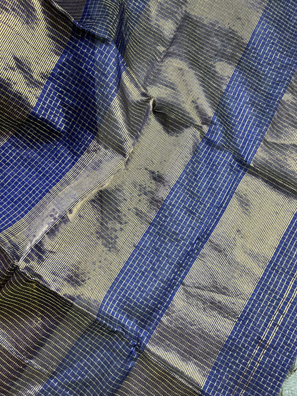 MIDNIGHT BLUE SICO PURE HANDLOOM MAHESHWARI SAREE