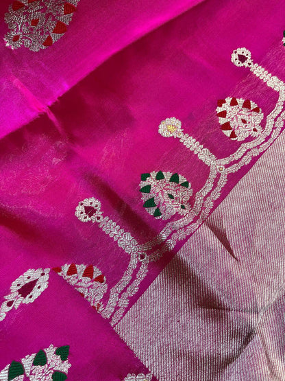 PINK SILK PURE HANDLOOM CHANDERI SAREE