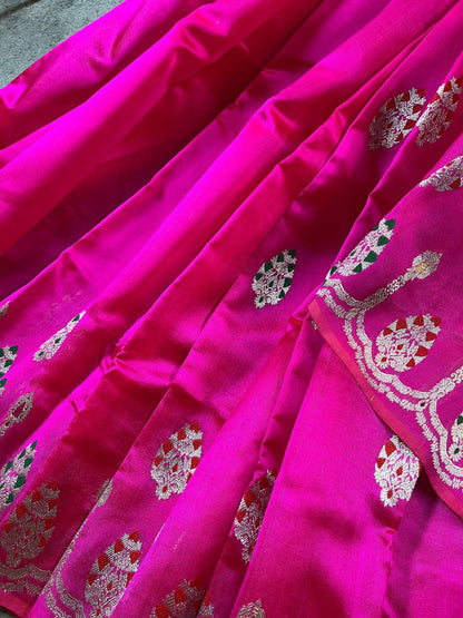 PINK SILK PURE HANDLOOM CHANDERI SAREE